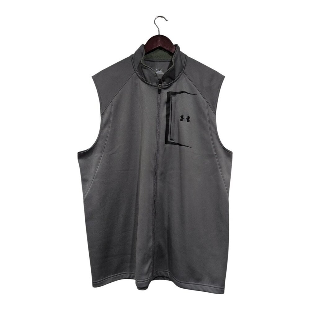 Under Armour Cold Gear Full Zip Vest Men's XL Golf Soft Shell Zip Pocket Gray